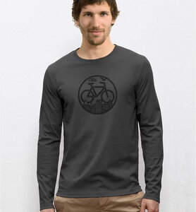 Fahrrad / Bike Langarm T-Shirt in Grau & Schwarz - Picopoc