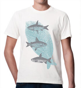 Fliegende Fische T-Shirt für Männer in Weiß, Grau & Blau - Picopoc
