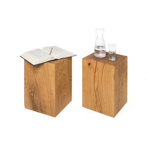 Holzklotz Beistelltisch 30x30x50 cm Eiche Massivholzblock Holzblock - GreenHaus