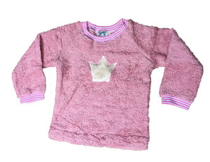 Pullover, Plüsch , Farbe rosa mit weisser "Krone" Applikation , 100 % Baumwolle (kbA) - PAT & PATTY