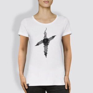 Damen T-Shirt, "Linienkreuz", White - little kiwi