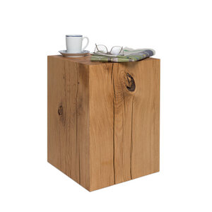  Holzblock Beistelltisch 36x36x50 cm Eiche massiv Holzklotz Couchtisch - GreenHaus