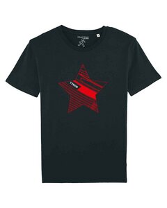 Herren T-Shirt mit Stern Schwarz und Indigoblau meliert - YTWOO