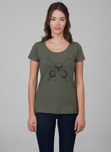 Damen T-Shirt vorne mit Schmetterling-Druck - ORGANICATION