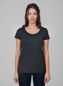 Damen Garment Dyed Tshirt vorne mit Baum-Druck - ORGANICATION