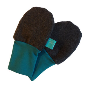Baby Fleece-Handschuhe anthrazite/smaragd - bingabonga