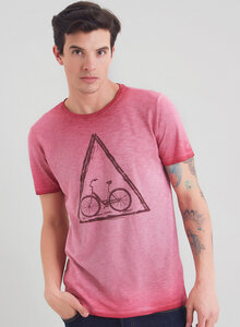 Garment Dyed T-Shirt aus Bio-Baumwolle mit Fahrrad-Print - ORGANICATION