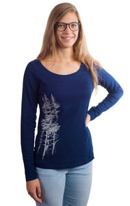 Longsleeve aus Biobaumwolle Fairwear für Damen "Fichtenwald" in Denim Blau - Life-Tree