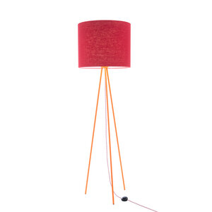 Stehleuchte Tripod Linum ORANGE aus Stahl und Leinen - verschiede Schirme - lumbono