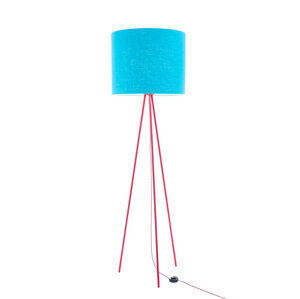 Stehleuchte Tripod Linum ROT aus Stahl und Leinen - verschiedene Schirme - lumbono