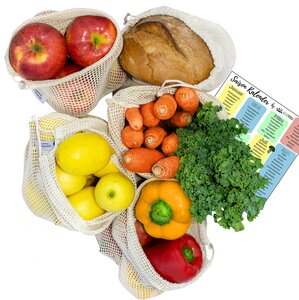 Gemüsebeutel & Obstbeutel + Brotbeutel, Obstnetz, Gemüsenetz [5x] - EcoYou