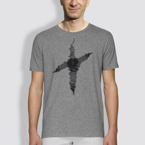 Herren T-Shirt, "Linienkreuz", Grau - little kiwi