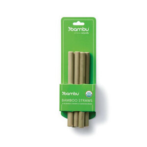Bambus Strohhalme, Trinkhalme - 6er Set kurz mit Bürste - Bambu