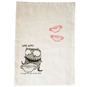 Bio Geschirrtuch Super Suppe, Handsiebdruck - Cherry Bomb