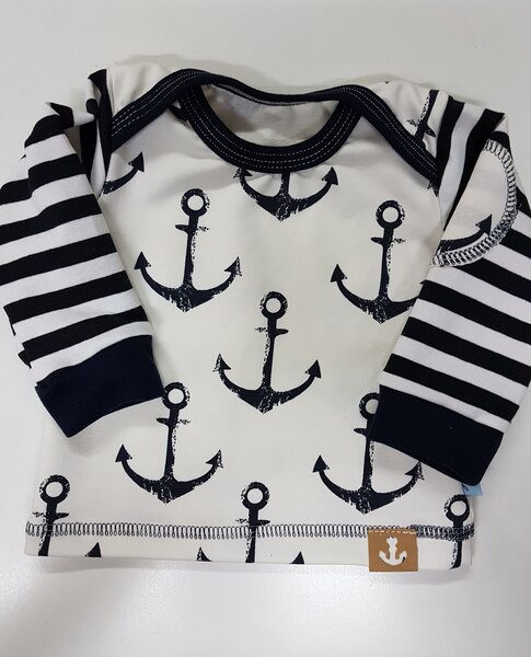 Babyshirt Navy Blau-weiß