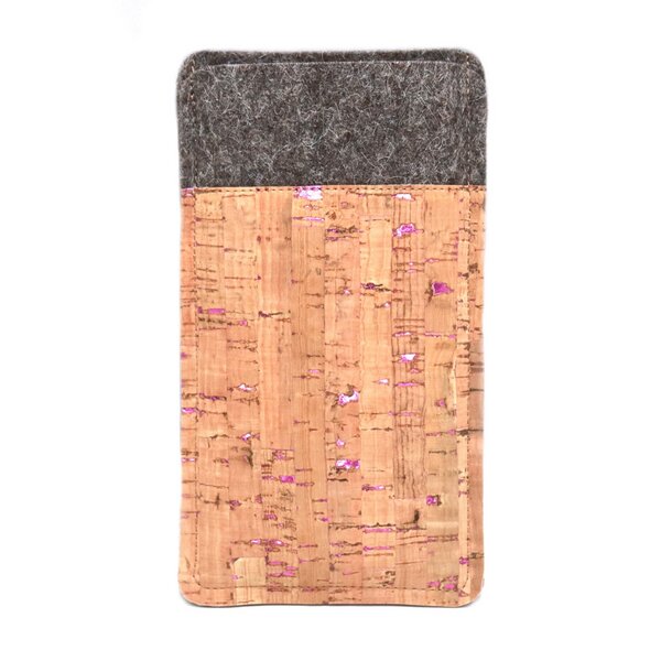Handytasche Aus Wollfilz Und Kork Mit Pinken Sprenkeln