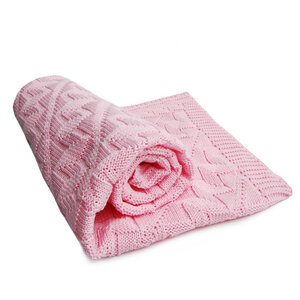Babydecke Strickdecke Erstlingsdecke Baumwolle Rautenmotiv 80x80cm - RELAXFAIR