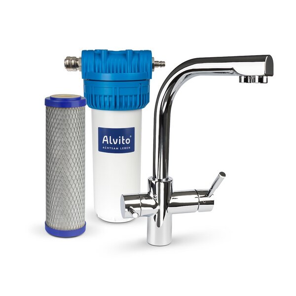 3tlg Aktivkohle Wasserhahn Wasserfilter Filtersystem Armatur Filter Purifier DE