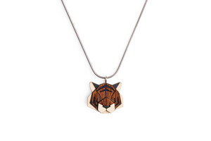 Halskette Tiger | Kette mit Anhänger aus Holz | Tier Motiv | Tiger - BeWooden