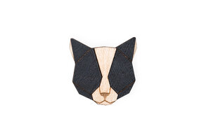 Brosche aus Holz "Black Cat" | Mode Schmuck - BeWooden