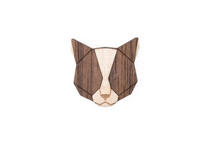 Brosche aus Holz - Graue Katze | Mode Schmuck - BeWooden