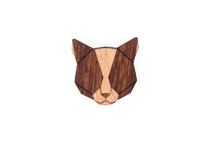 Brosche aus Holz - Rote Katze | Mode Schmuck - BeWooden
