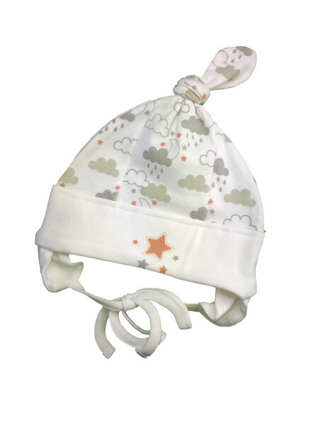 Baby Mütze Weiß Gemustert Bio Baumwolle Ebi & Ebi