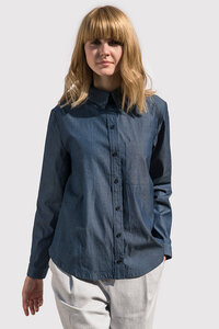 Damen Bluse Carmen aus formbeständigen Biobaumwollstoff (kbA) - Grenz/gang