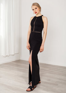 Langes Kleid schwarz Abendkleid Viskose elegant - SinWeaver alternative fashion