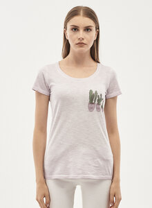 Garment Dyed T-Shirt aus Bio-Baumwolle mit Kaktus-Print  - ORGANICATION