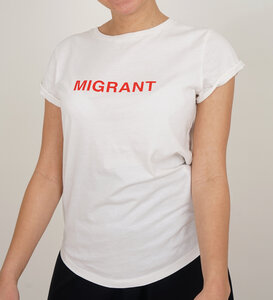 Migrant T-Shirt weiss aus Bio-Baumwolle - Lena Schokolade