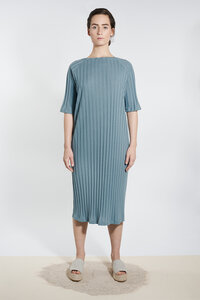 Jersey Kleid mit U-Boot-Ausschnitt - Graublau - LUXAA®