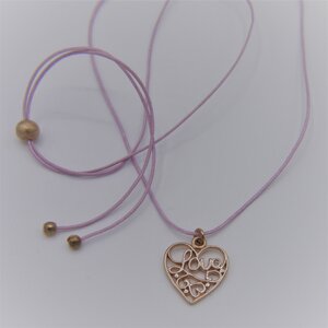 Unikat: Vintage Anhänger "Love" Herz mit Fadenkettchen, Roségold - MishMish by WearPositive