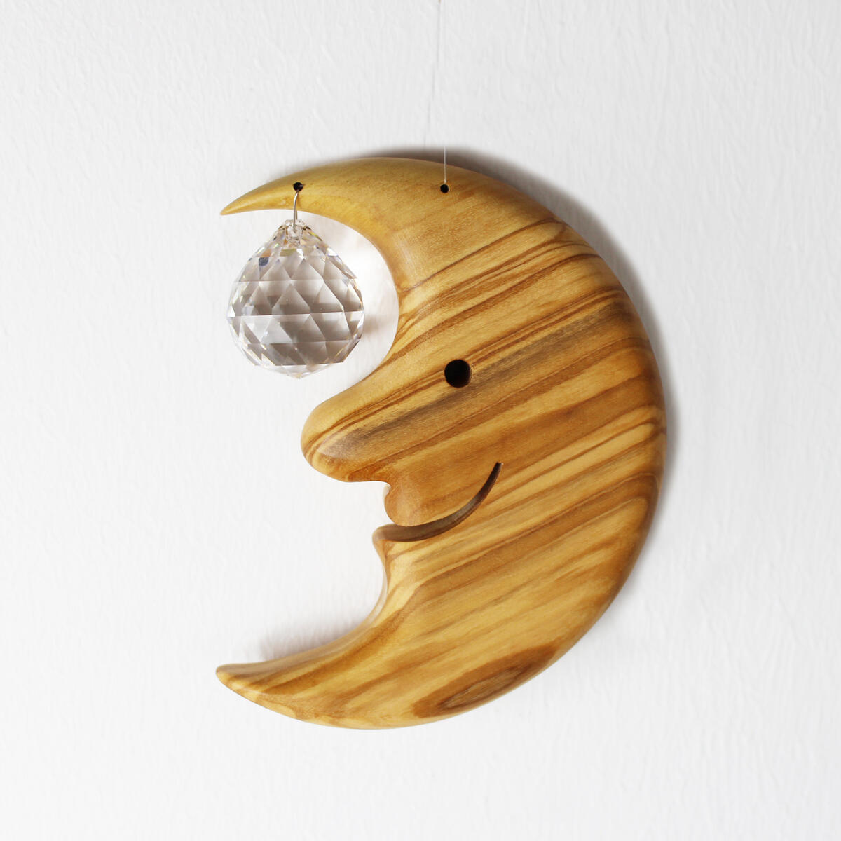Handgemachte Fensterdeko Aus Holz – Sonne Mit Bleikristall