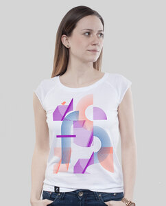 Bamboo Raglan Shirt Women White "Abstrakt" - SILBERFISCHER