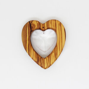 Fensterschmuck Herz aus Holz | Herz mit Bleikristall - Mitienda Shop