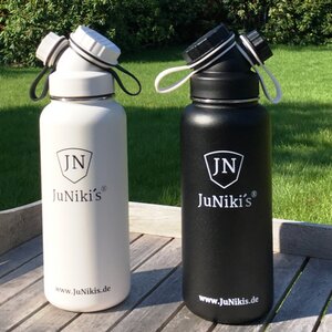 Partner-Set zum Sparpreis: Exklusive JuNiki´s Trinkflaschen XL aus Edelstahl Vakuum-isoliert 1L/32oz – limitierte Sondereditionen - JN JuNiki's