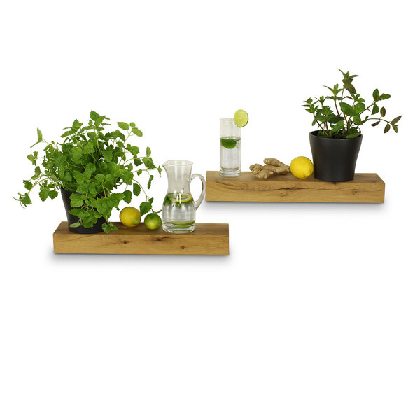 GreenHaus Balkenregal Eiche Massivholz Regal Wandregal GreenHaus Balkenregal Eiche Massivholz Regal Wandregal