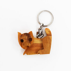 Schlüsselanhänger aus Holz - Katze - Mitienda Shop