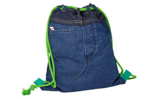 Unikat: Gymbag Green Spleen - Turnbeutel aus Jeans - Second Hound
