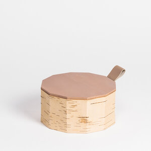 Keksdose aus Birkenrinde mit Holzdeckel und Lederschlaufe: ø19x10cm - MOYA Birch Bark