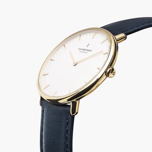 Armbanduhr Native Gold | Weißes Ziffernblatt - Lederarmband - Nordgreen Copenhagen