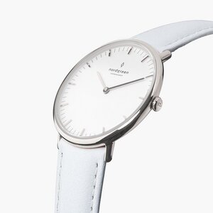 Armbanduhr Native Silber - Italienisches Lederarmband - Nordgreen Copenhagen