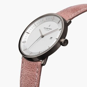 Armbanduhr Philosopher Gun Metal - Italienisches Lederarmband - Nordgreen Copenhagen