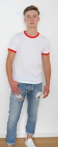Bio T-Shirt mit farblichen Bündchensäumen Unisex,100% Baumwolle(Bio)   - YTWOO