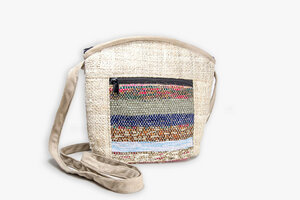 HH Handtasche CHEKKA Bag aus wildem Hanf und Recycle-Sari - Himal Hemp