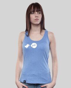 Tank Shirt Mid Heather Blue "Birdy Yeah" - SILBERFISCHER