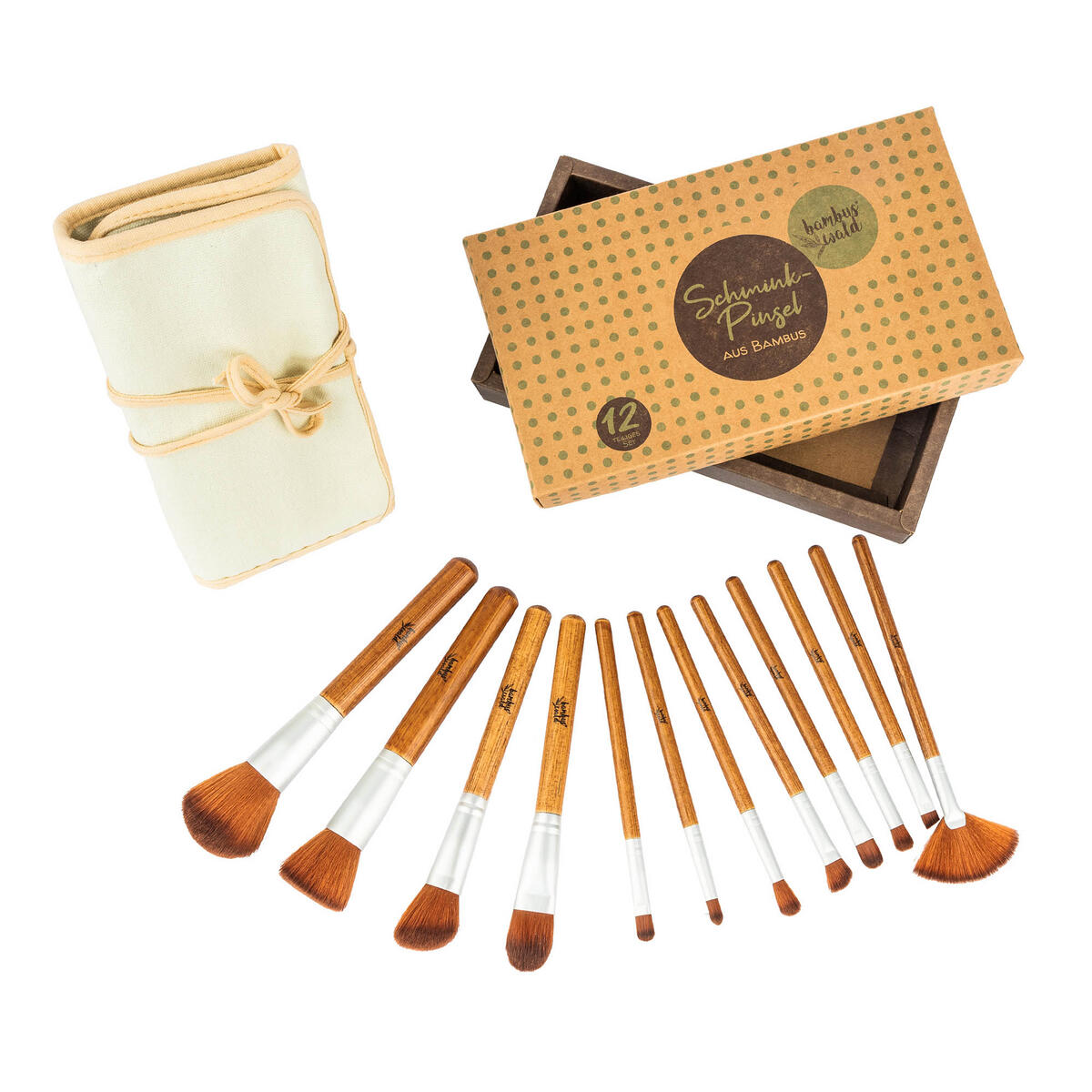 Bambuswald - 12er Kosmetikpinsel Set aus Bambus inkl. Tasche | Pinsel  Schminkpinsel | Avocadostore