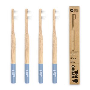 Zahnbürste aus Bambus | 4erPack | mittelweich | hellblau - HYDROPHIL