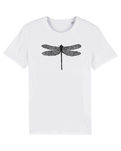 White Libelle Dragon Fly UNISEX T-Shirt Biobaumwolle & Fair Wear  - ilovemixtapes